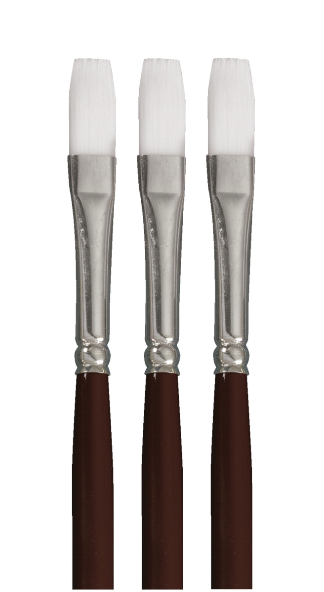 True Flow Optimum White Taklon Long Bristle Brush, Size 6 - Pack of 3