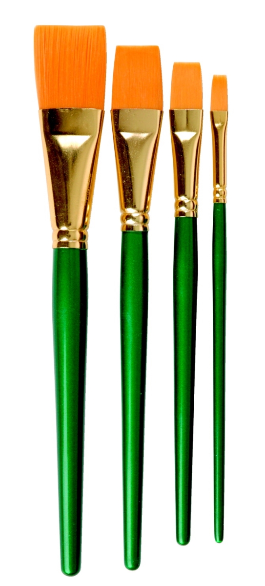 True Flow Optimum White Taklon Short Flat Brush, Size 1 - Pack of 3