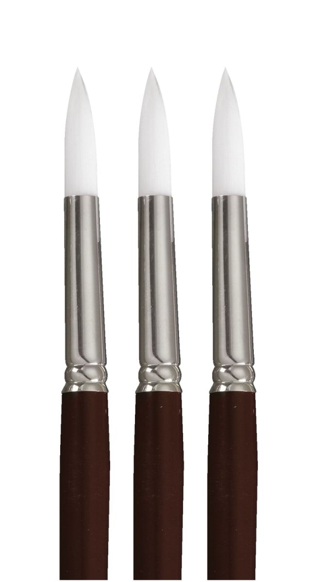 1567549 True Flow Optimum White Taklon Short Handle Round Brush, Size 12 - Pack of 3