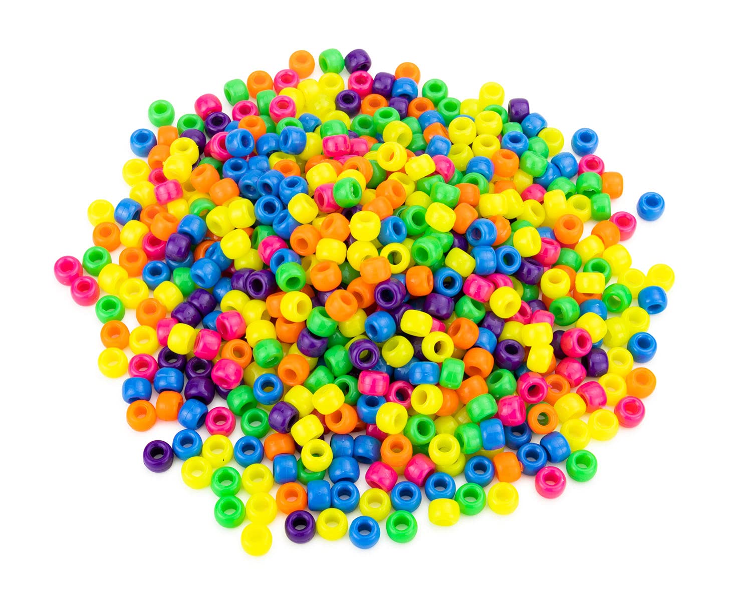 Hygloss Products 005841 Hygloss Pony Bead, 6 x 9 mm, Assorted Neon