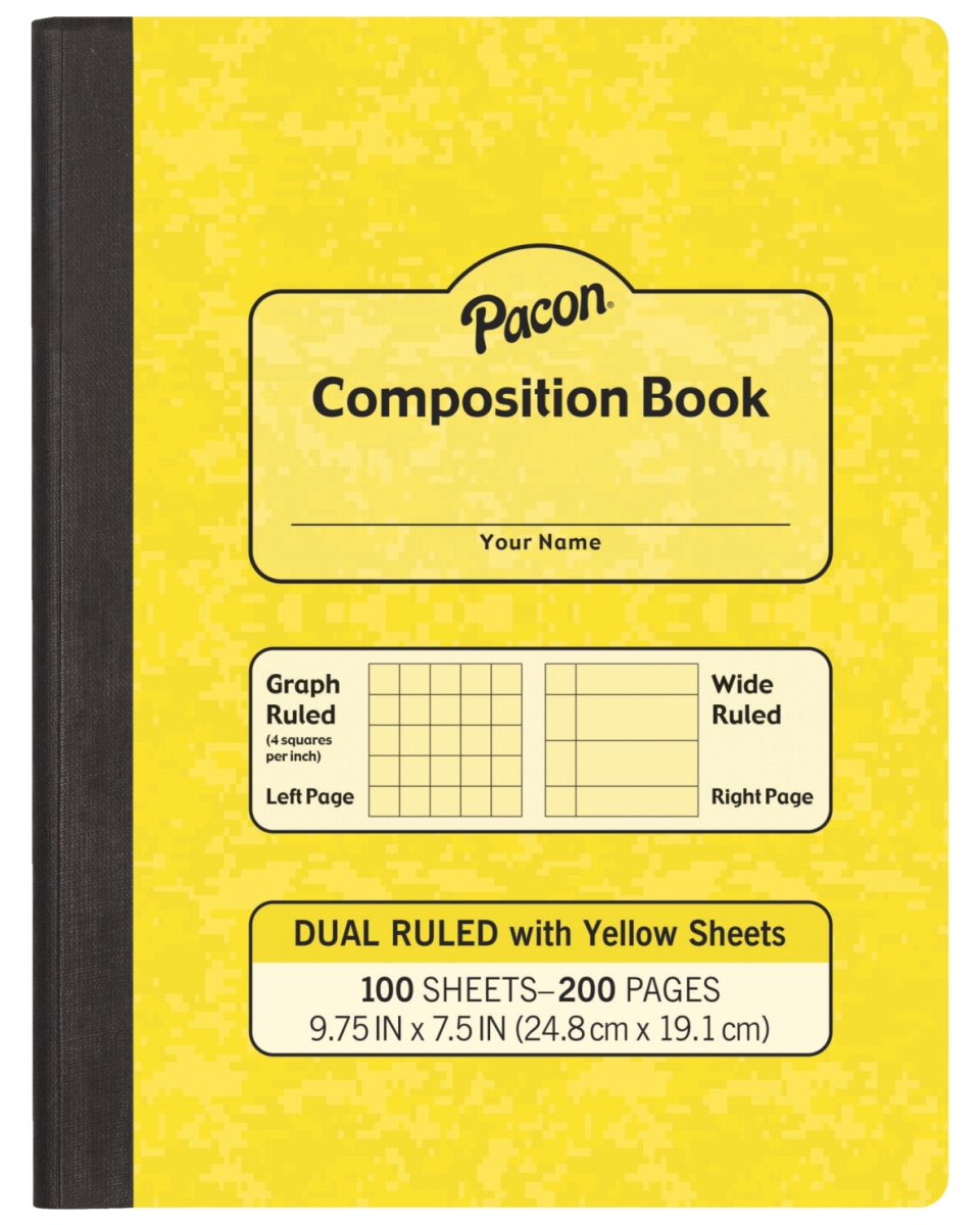 Pacon 1591014 Pacon Dual Ruled Composition Book Yellow 975 x 75 in  200 pages