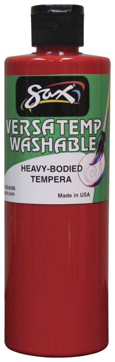 Sax Washable Versatemp Heavy Bodied Tempera Paint, Primary Red, 1 Pint
