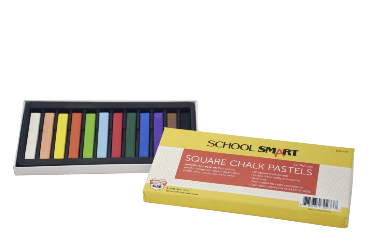 Picture of Pacon 1594959 School Smart Square Chalk Pastels&#44; Assorted Colors&#44; Set of 12