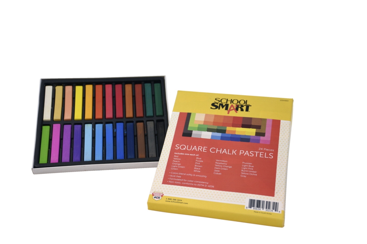 Picture of Pacon 1594960 School Smart Square Chalk Pastels&#44; Assorted Colors&#44; Set of 24