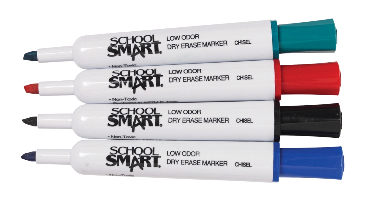 School Smart Dry Erase Tank Style Marker Chisel Tip Assorted - Pack of 48