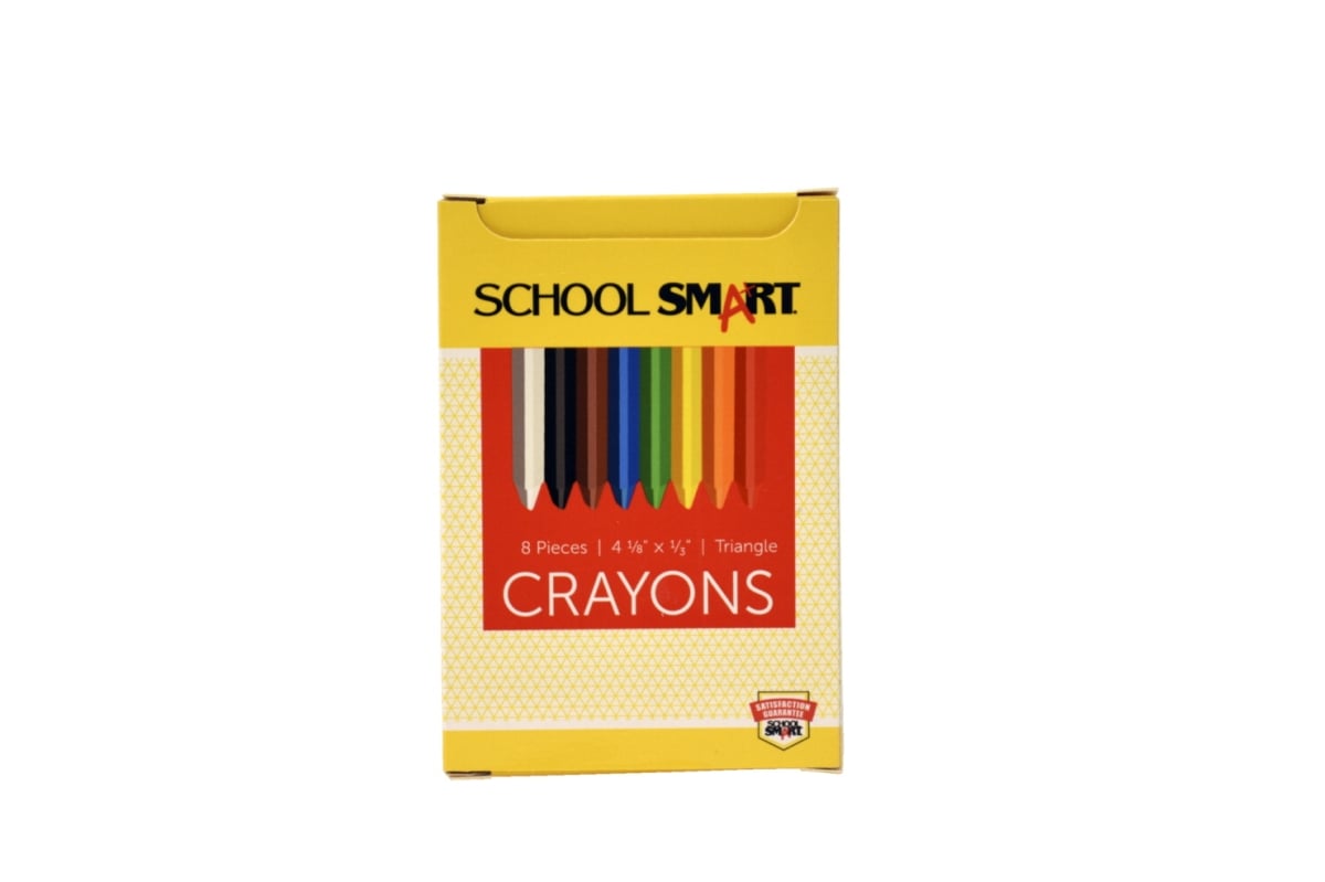 Pencil Grip 1593523 School Smart Triangle Crayon, Set of 8