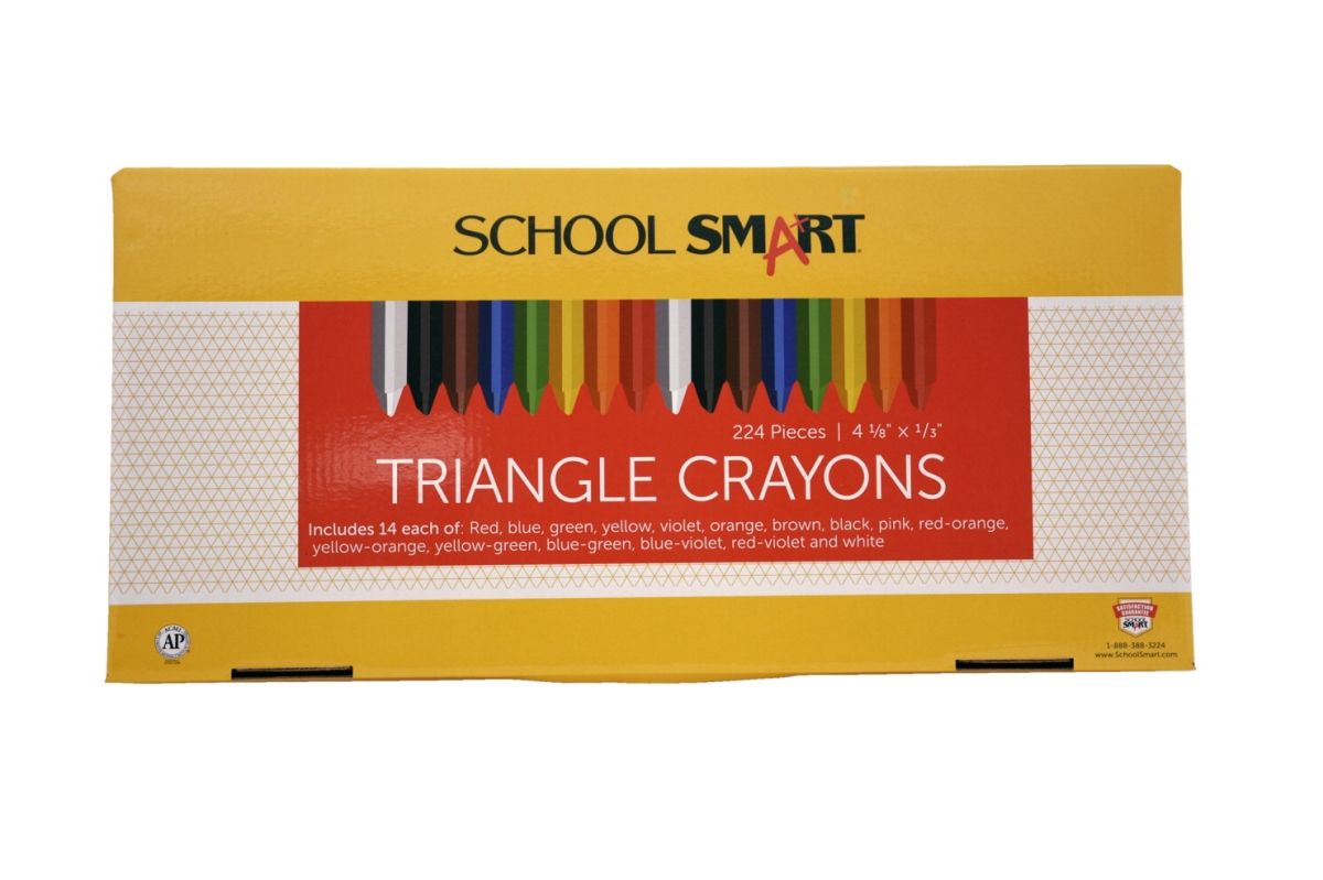 Pencil Grip 1593525 School Smart Triangle Crayon, Set of 224