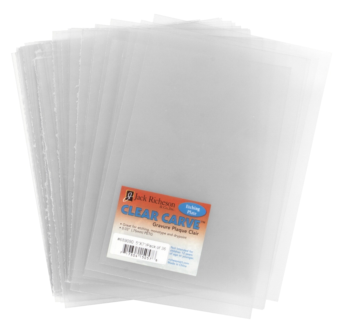 Picture of Jack Richeson 1591300 36 Clear Carve Etch Plates&#44; 5 x 7 in. - Pack of 36