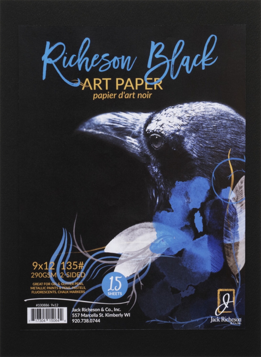 Picture of Jack Richeson 1592748 Black Art Paper Sheets, 135 lbs - 9 x 12, 15 in.