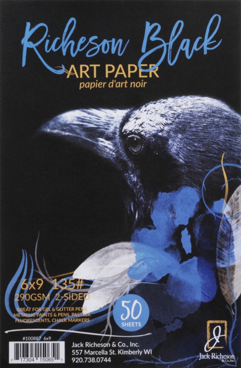 Black Watercolor Sheets Paper, 135 lbs - 6 x 9, 50 in.