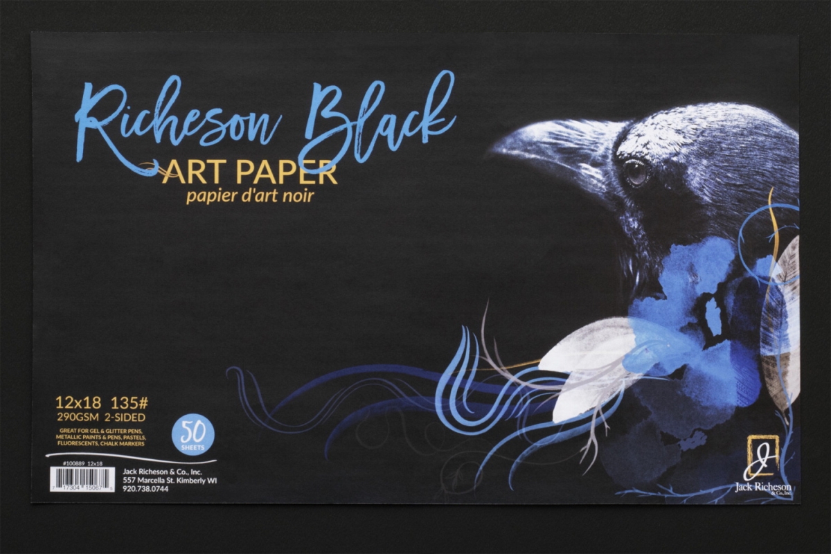 Black Watercolor 50 Sheets Paper, 135 lbs - 12 x 18 in.