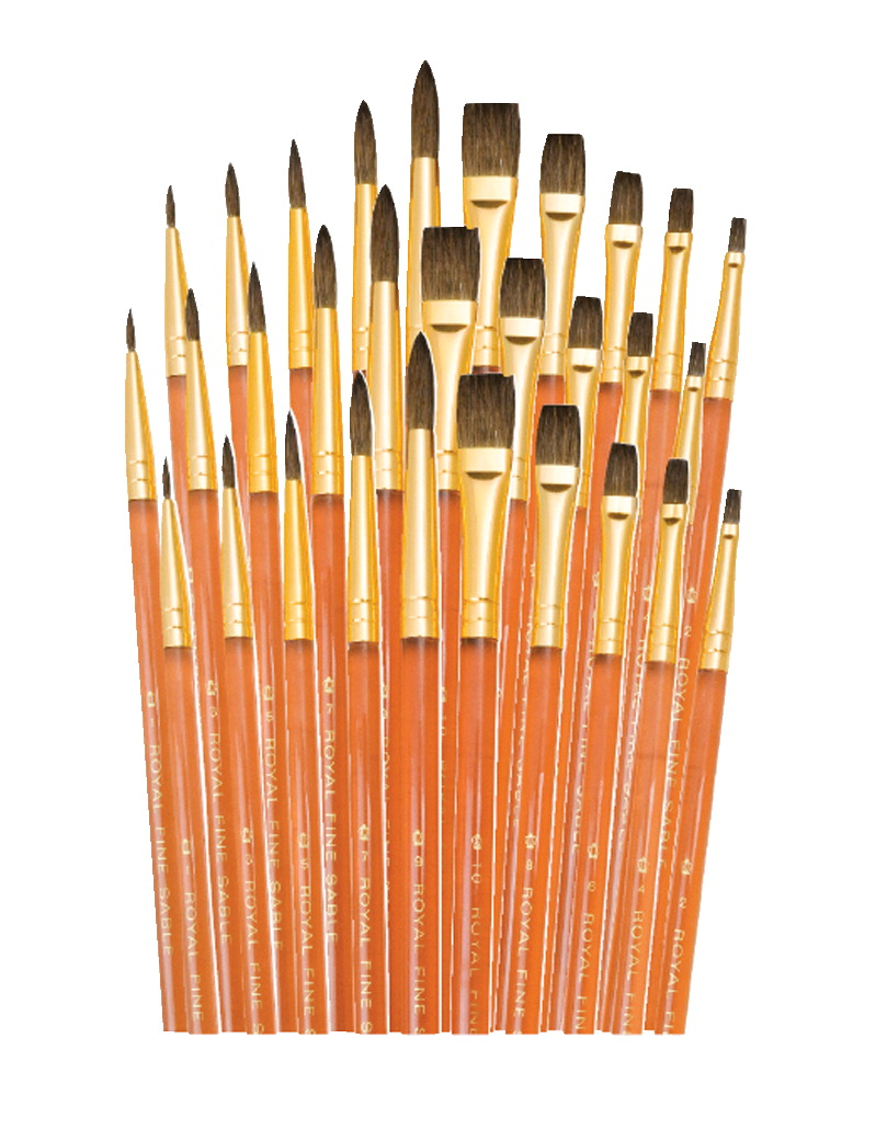 Picture of Royal Brush 1589974 Soft Natural Hair Acrylic Handle Brushes, Set of 30