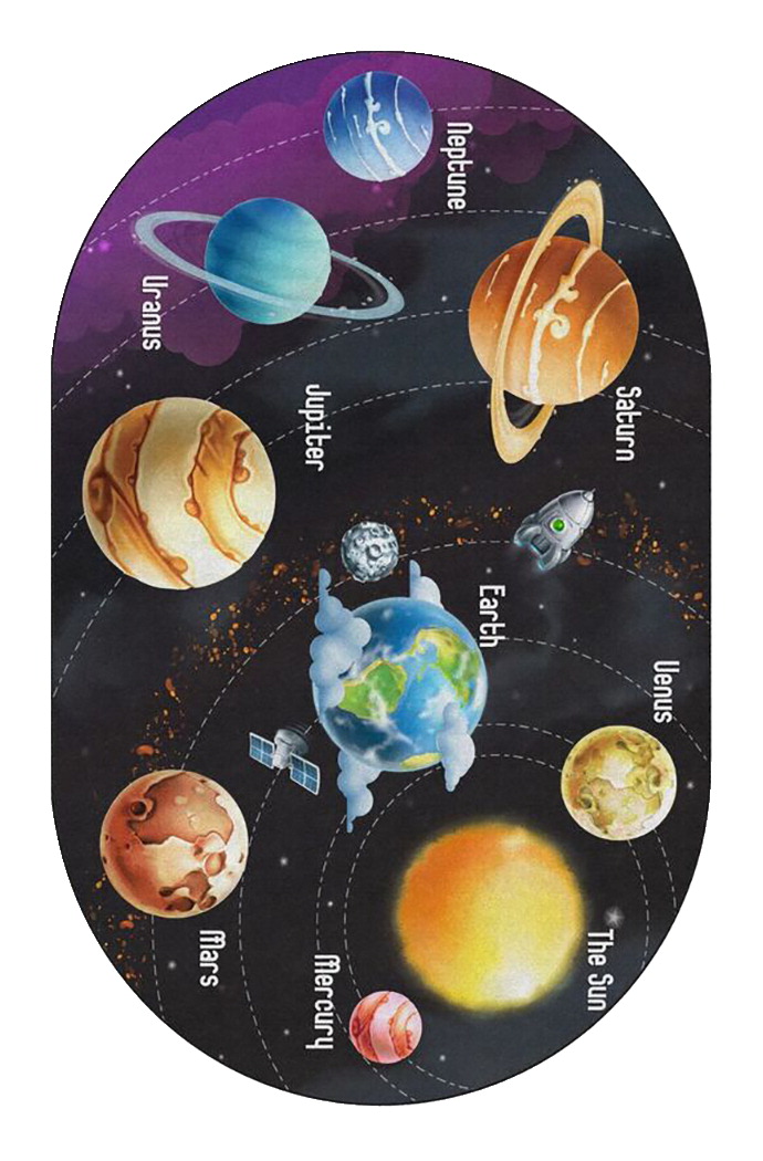 Picture of Flagship Carpets 1604154 All The Planets in My Solar System Oval Carpet, 6 ft. x 8 ft. 4 in.