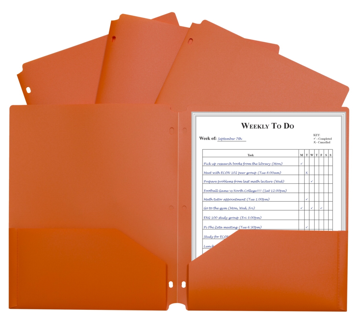 C-Line Products 1597260 Two-Pocket Heavyweight Poly Portfolio Folder with Three-Hole Punch, Orange - Pack of 25