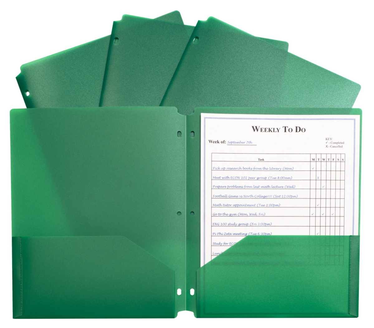 Picture of C-Line Products 1597261 Two-Pocket Heavyweight Poly Portfolio Folder with Three-Hole Punch&#44; Green - Pack of 25