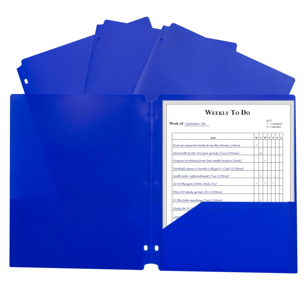 Picture of C-Line Products 1597263 Two-Pocket Heavyweight Poly Portfolio Folder with Three-Hole Punch&#44; Blue - Pack of 25