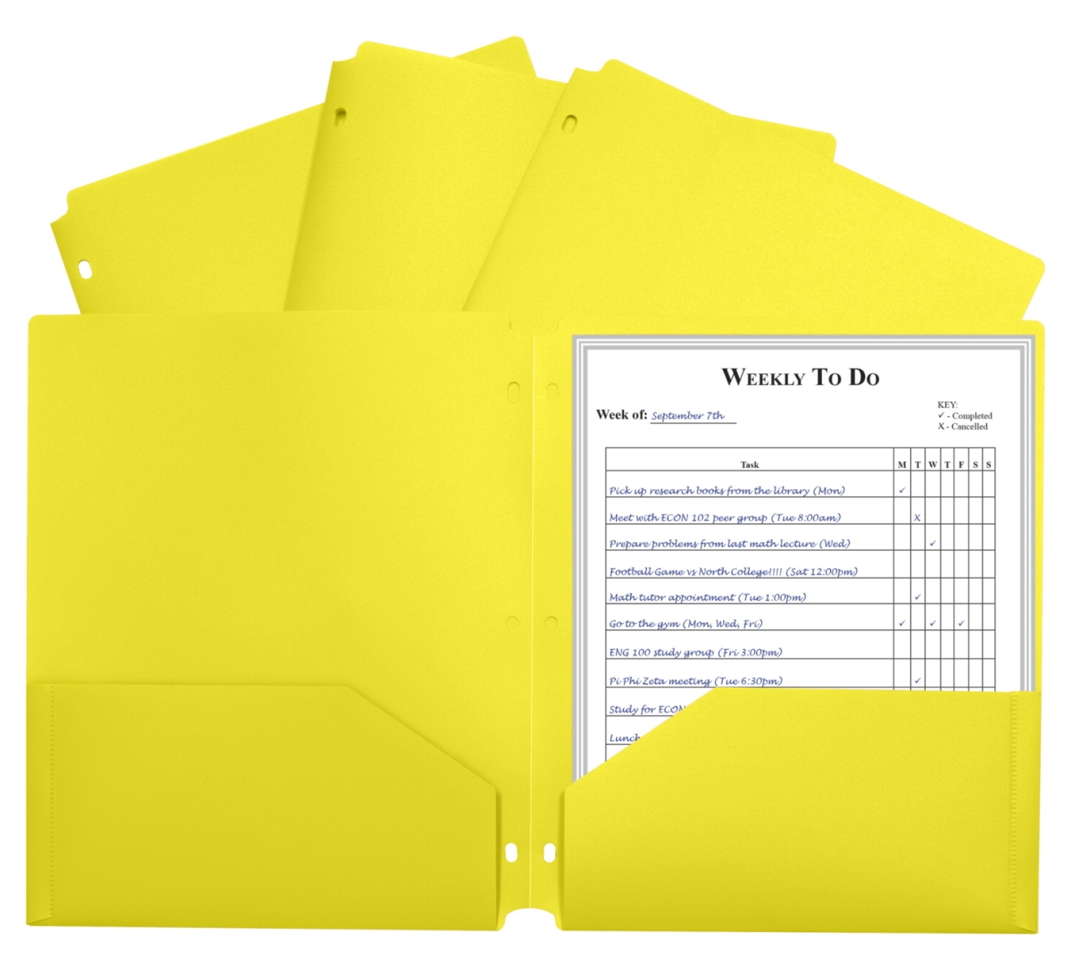 Picture of C-Line Products 1597264 Two-Pocket Heavyweight Poly Portfolio Folder with Three-Hole Punch&#44; Yellow - Pack of 25
