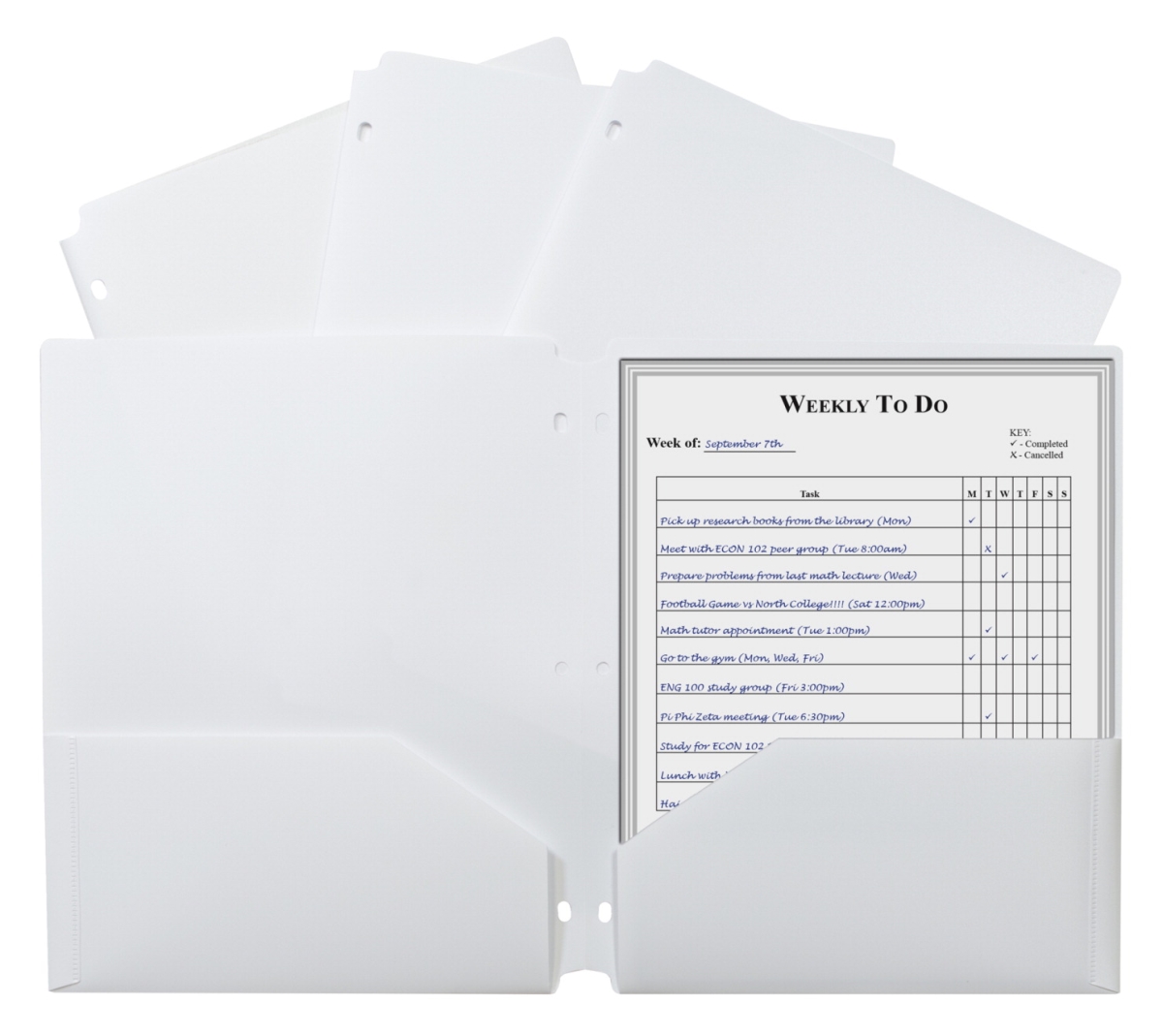 C-Line Products 1597265 Two-Pocket Heavyweight Poly Portfolio Folder with Three-Hole Punch, White - Pack of 25