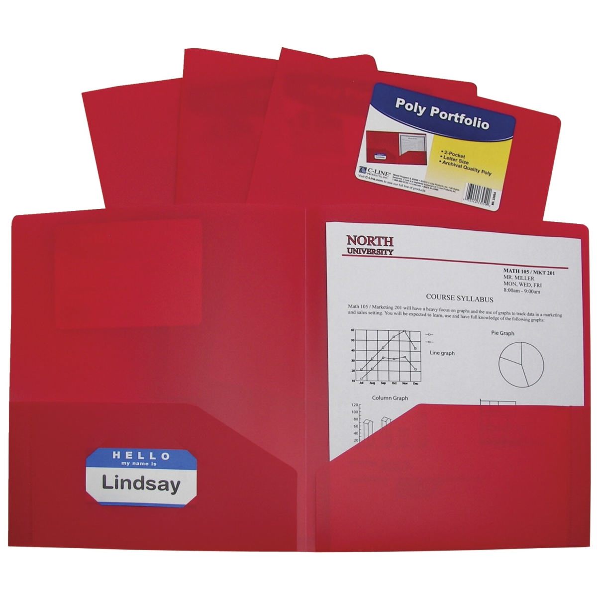 Picture of C-Line Products 1597271 Two-Pocket Heavyweight Poly Portfolio Folder&#44; Red - Pack of 25
