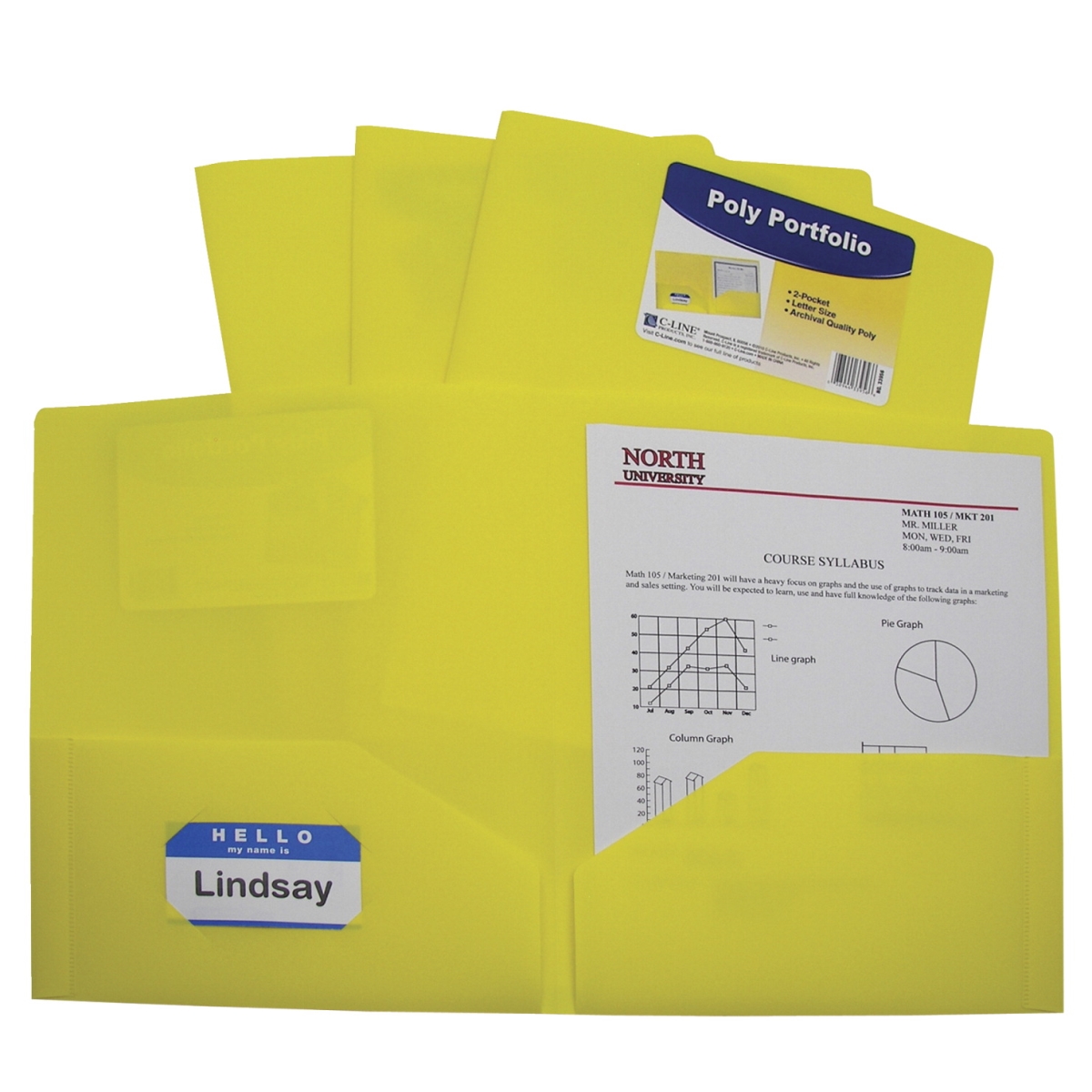 Picture of C-Line Products 1597273 Two-Pocket Heavyweight Poly Portfolio Folder&#44; Yellow - Pack of 25