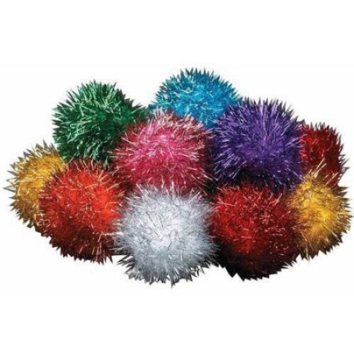 Pacon 085925 Chenille Kraft Glitter Pom, 2 in., Assorted Color - Pack of 16