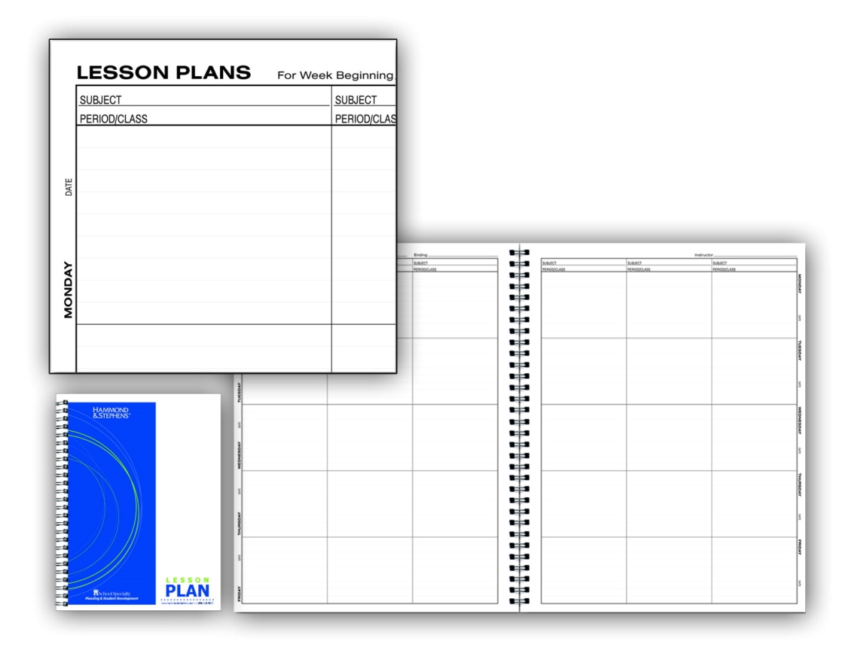 1473699 8.5 x 11 in. 0403-8 P Lesson Plan Book PolyIce Cover, White & Black - 8 Subjects, 40 Week