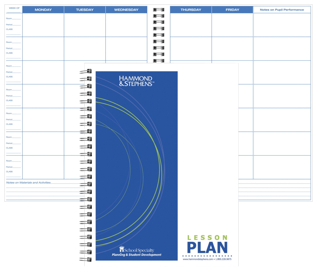 8.5 x 11 in. Lesson Plan Book, White & Blue - PolyIce Cover, 7 Subjects & 41 Week