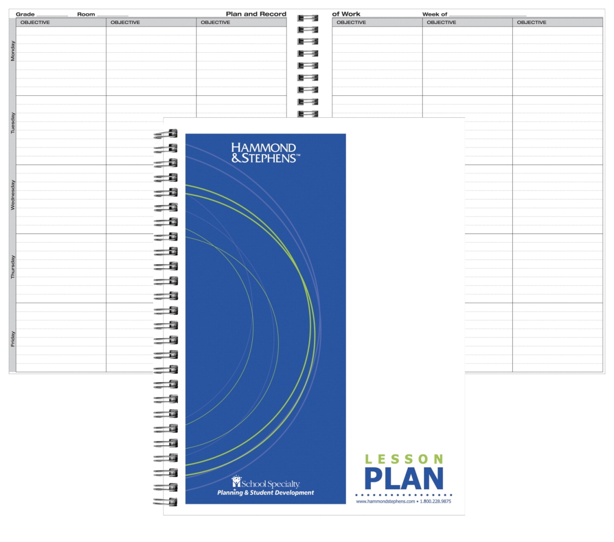 8.5 x 11 in. Objective Lesson Plan Book-PolyIce Cover, White & Black - 6 Subjects, 42 Week