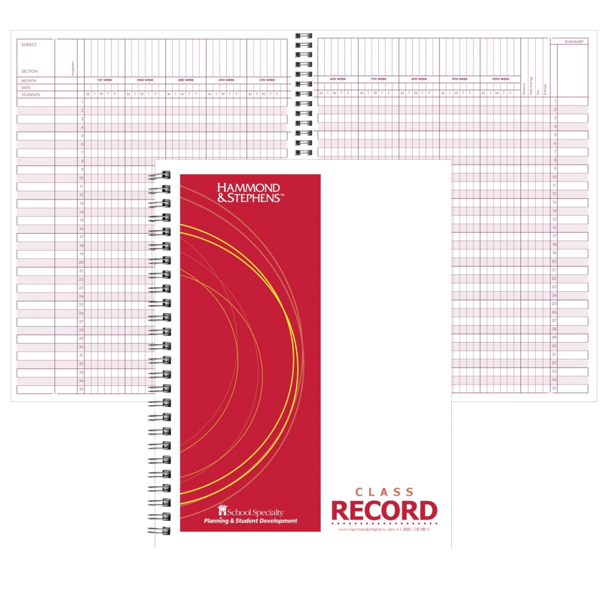 1481885 8.5 x 11 in. Wire-O Bound Class Record Book-PolyIce Cover, 35 Students