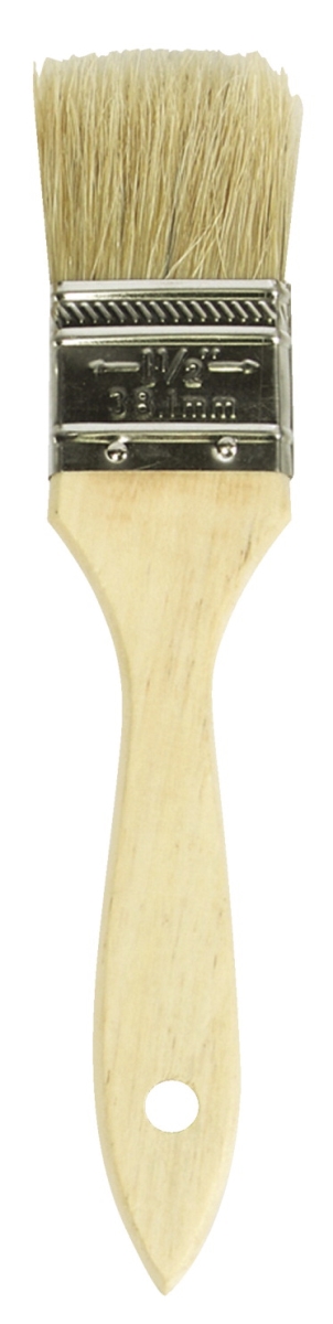 Flat Natural White Bristle Wood Handle Paint Brush - 1.5 in.
