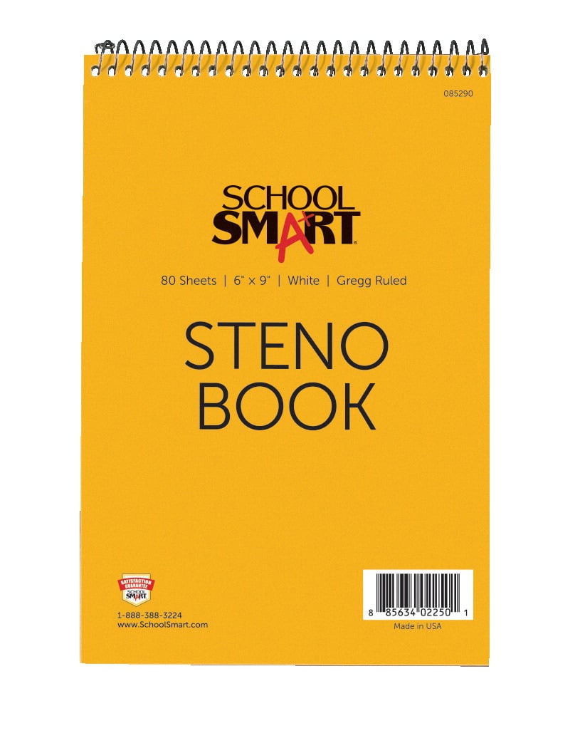 085290 School Smart Gregg Ruled Steno Notebook, White, 6 x 9 in. - 80 Sheet