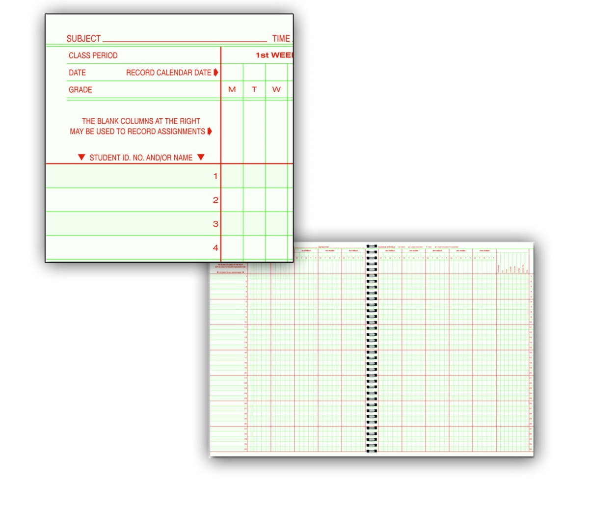 8 Subject 35 Student 0.9 Week Class Record Book, 9.25 x 12.25 in., Hard Cover