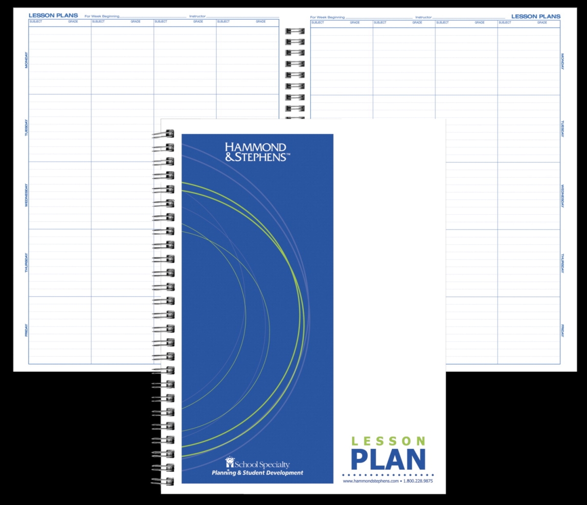 Picture of Hammond & Stephens 1473705 0456-8 P Wire-O Bound Lesson Plan Book - PolyIce Cover&#44; 9.25 x 12.25 in.&#44; 8 Subjects&#44; 40 Week&#44; White & Blue