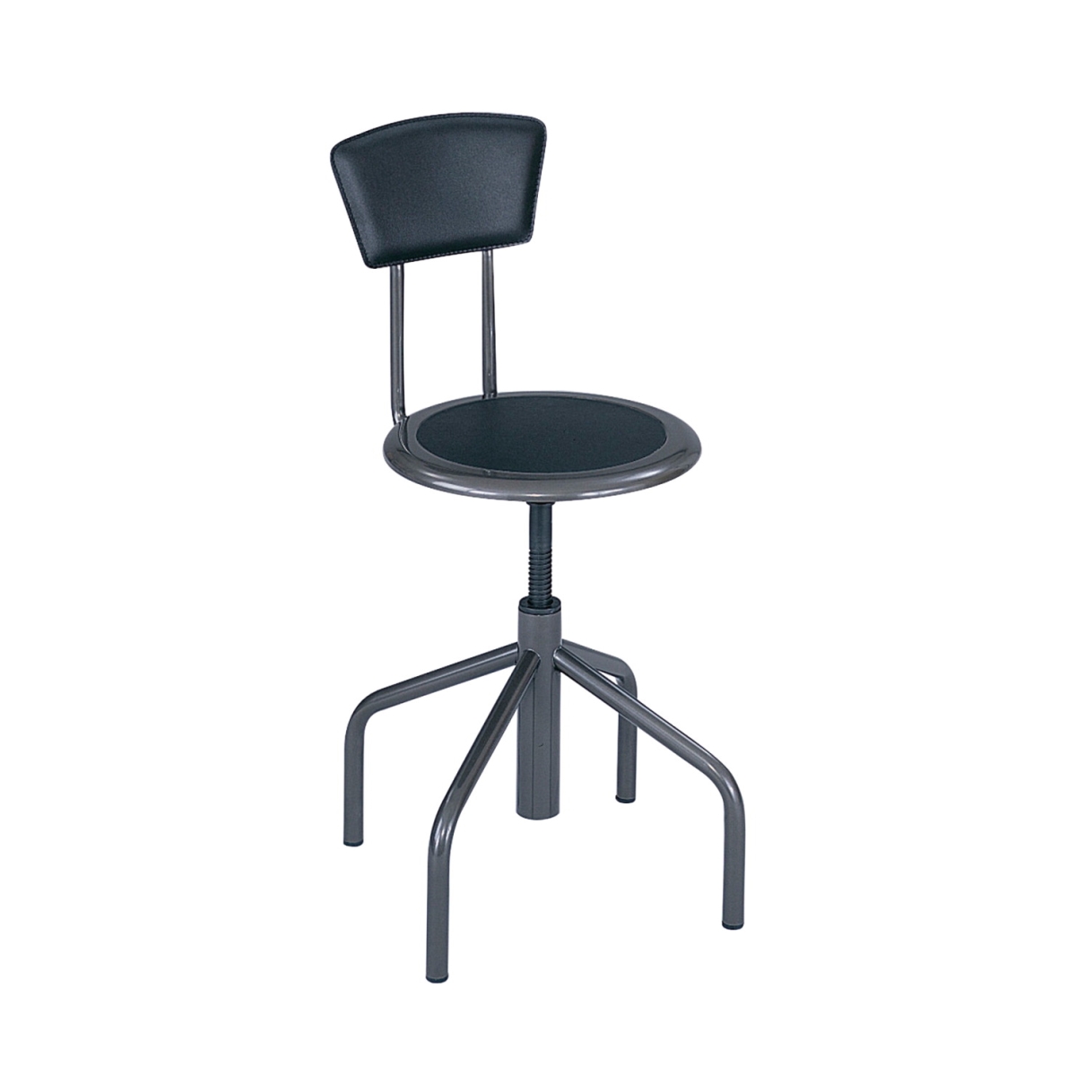 Picture of Safco Products 1134842 Diesel Stool with Padded Seat & Backrest&#44; Steel&#44; Leather Seat&#44; Black