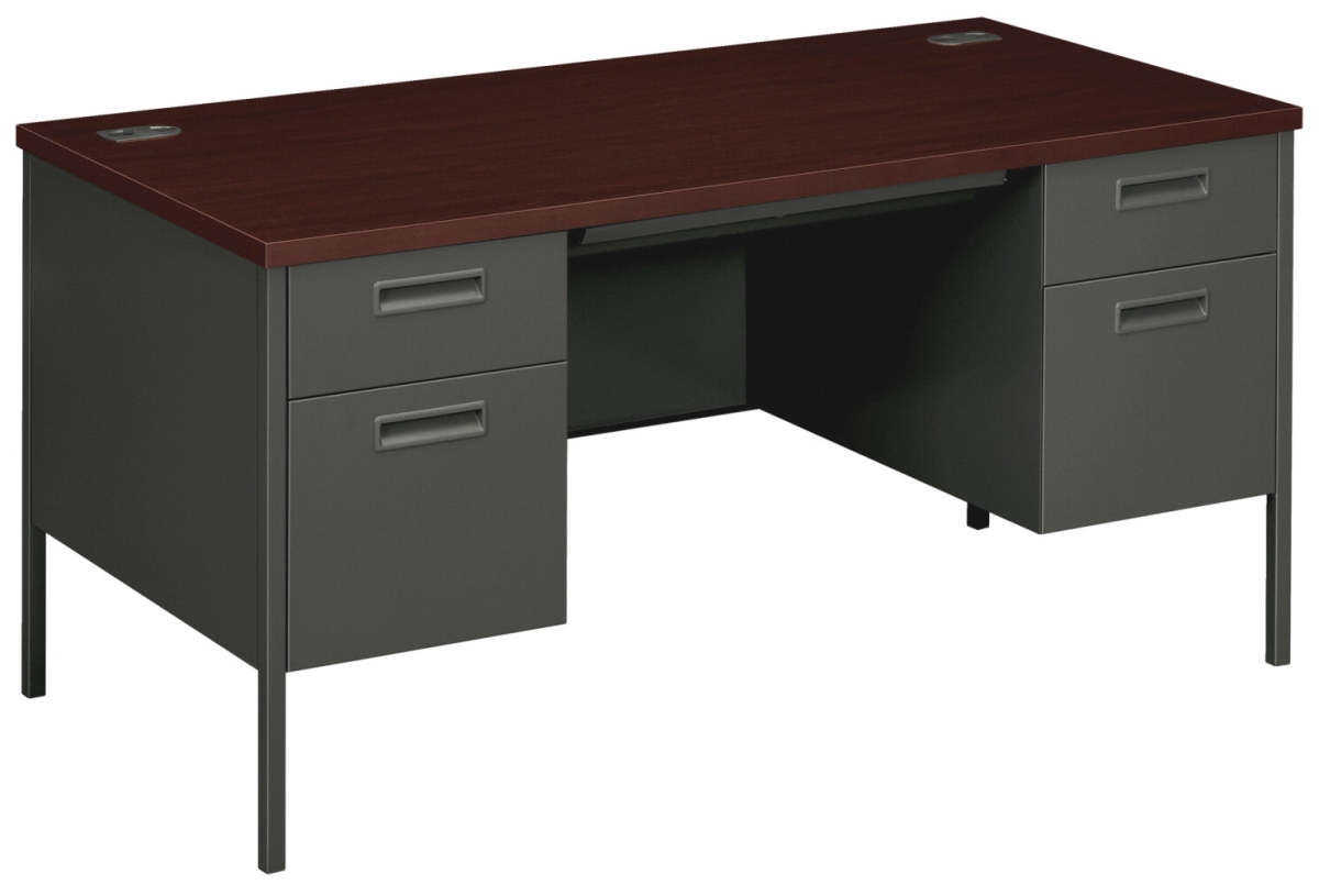 Picture of HON 1061994 Metro Classic Desk&#44; Mahogany & Charcoal&#44; 60 x 30 x 29.50 in.