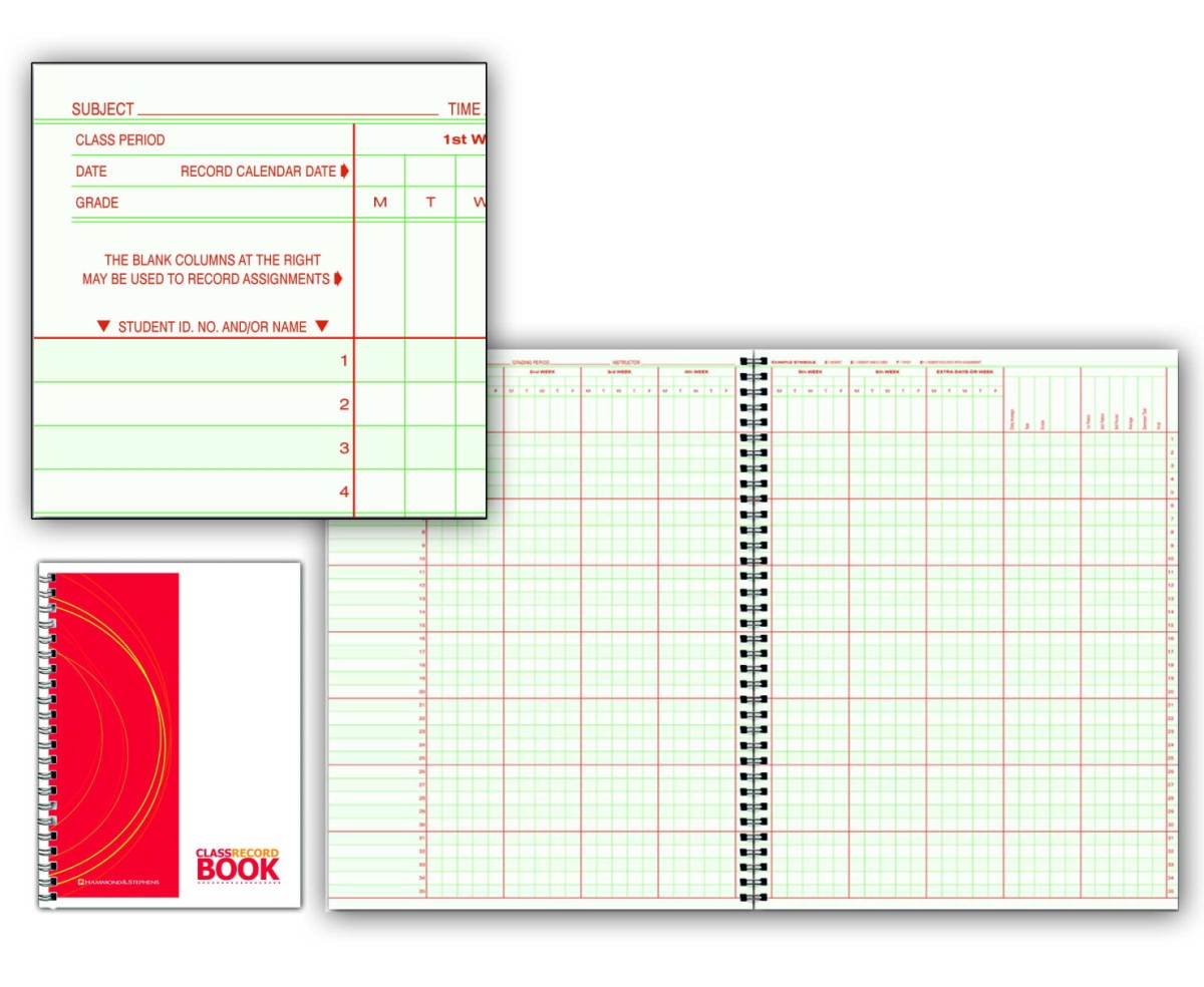 8 Subject 35 Student 6 Week Class Record Book, 9.25 x 12.25 in. - PolyIce