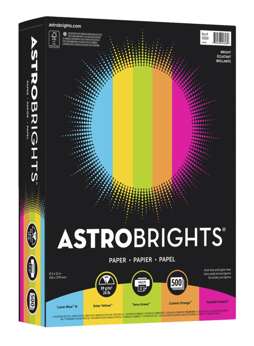 Picture of Astrobrights 1534824 5-Color Brights Assortment&#44; 24 lbs - 8.5 x 11 in. - Pack of 500