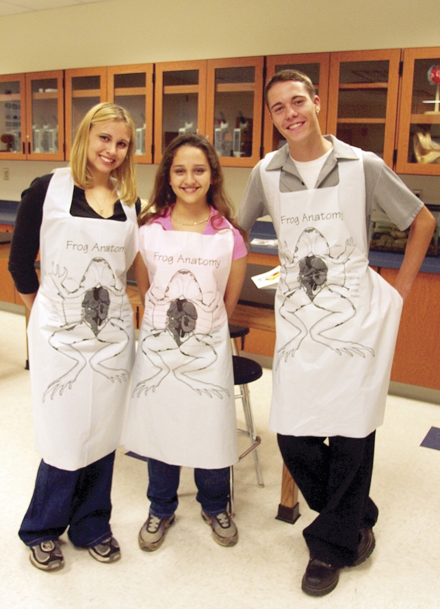Picture of Frey Scientific 530457 28 x 44 in. 3 Mil Disposable Fetal Pig Anatomy Design Polyethylene Apron&#44; Black & White - Pack of 100