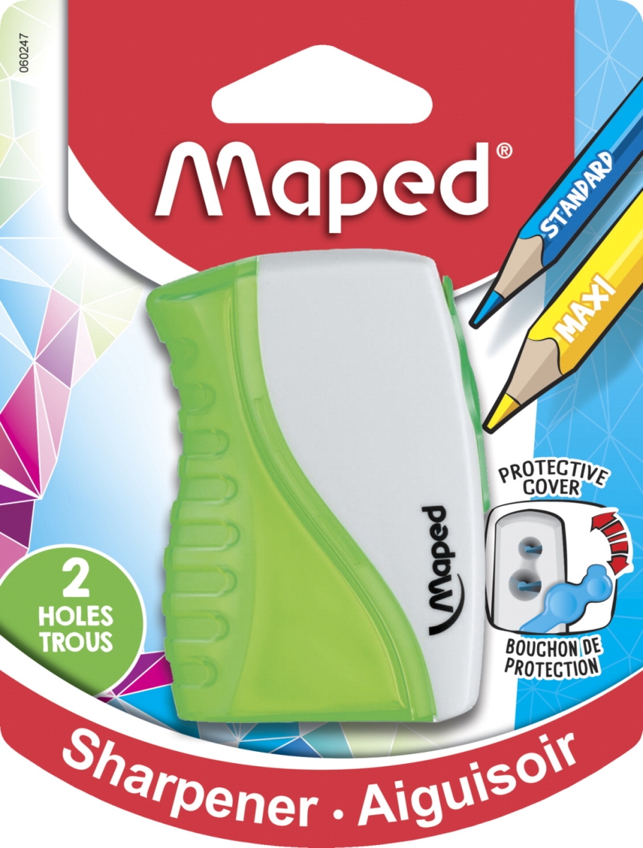 Picture of Maped 2005006 3 x 2 x 1 in. Vertical Covered 2-Hole Pencil Sharpener&#44; Assorted Color