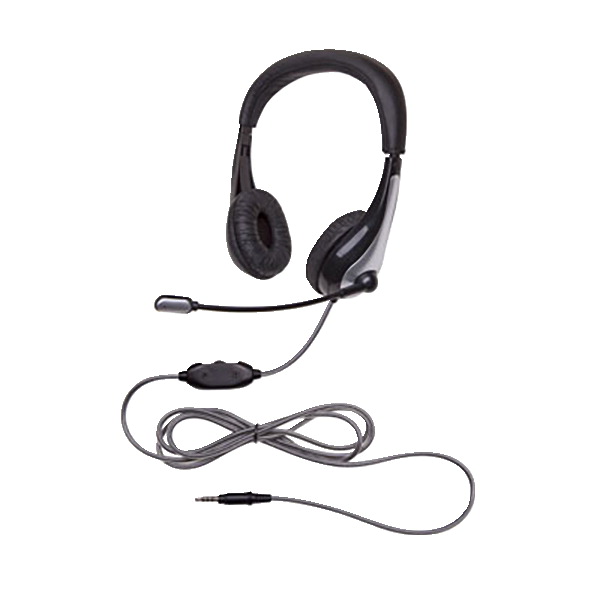 1609576 1025MT Neotech Headset with Gooseneck Microphone, Black & Silver - 3.5 mm Plug -  Califone