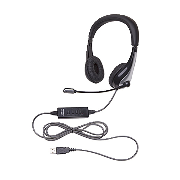 1609577 1025MUSB Neotech Headset with Gooseneck Microphone - USB Plug, Black & Silver -  Califone