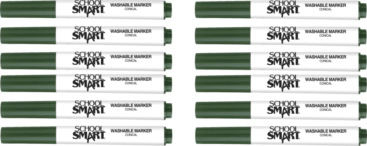 Conical Tip Washable Art Markers, Green - Pack of 12