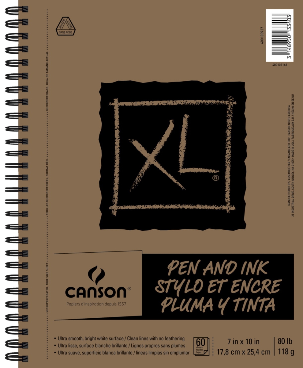 Canson  80 lbs XL Pen & Ink Pad, White - 7 x 10 in. - 60 Sheets