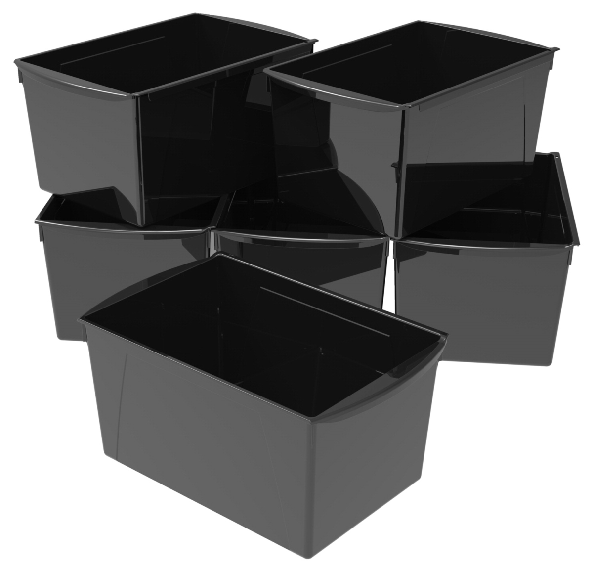 Picture of Storex 2005723 14.5 x 9.2 x 7 in. Double Wide Interlocking Book Bins&#44; Black - Pack of 6