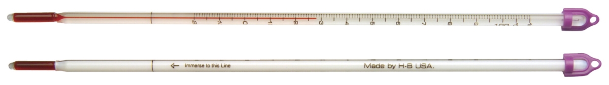 1017384 Frey Scientific Student Grade Minus 20 to 110 deg C Partial Immersion Spirit Thermometer, White