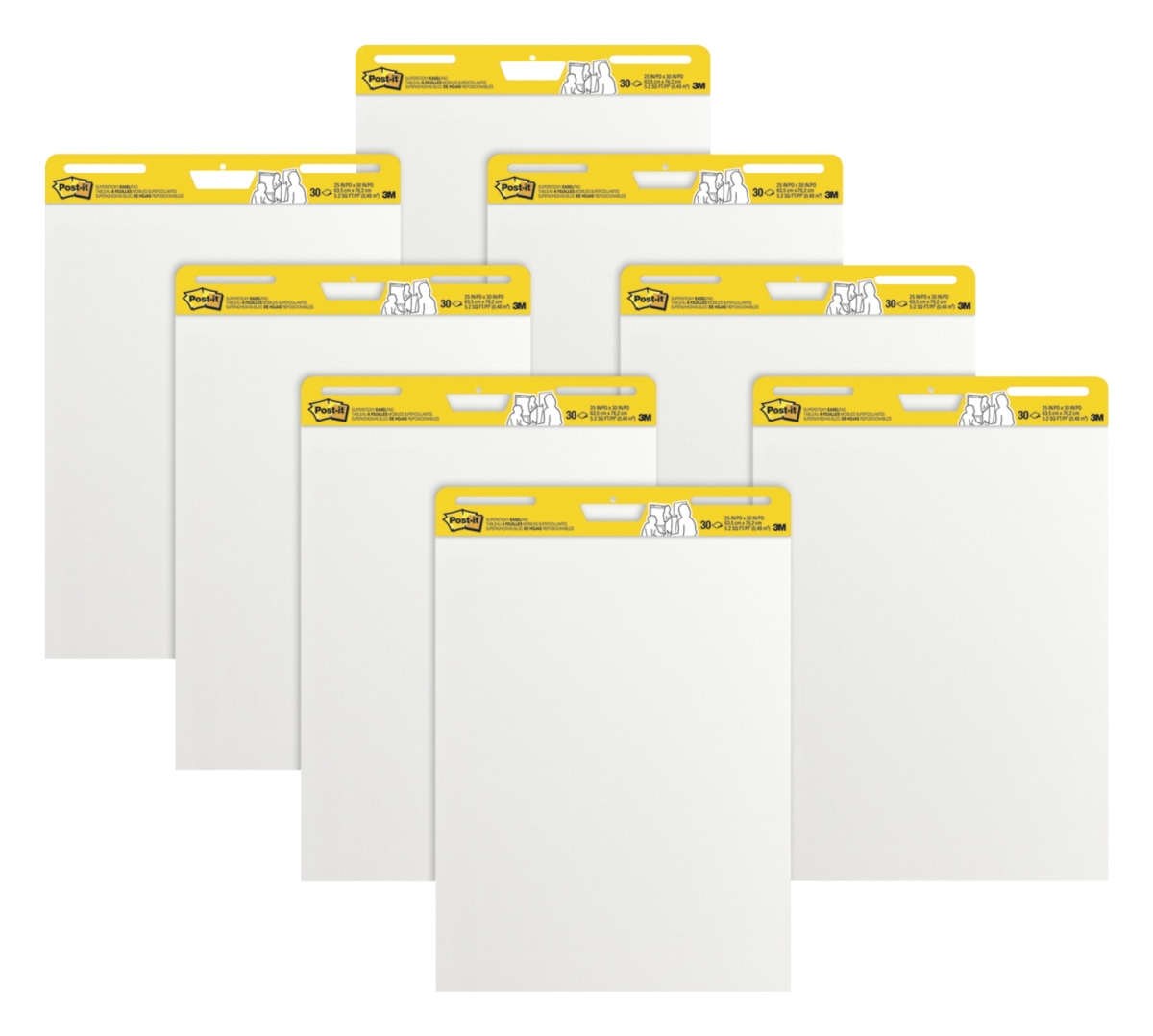 Picture of Post-it 2005630 25 x 30 in. Self-Stick Unruled Easel Pad&#44; White - Pack of 8 - 30 Sheets