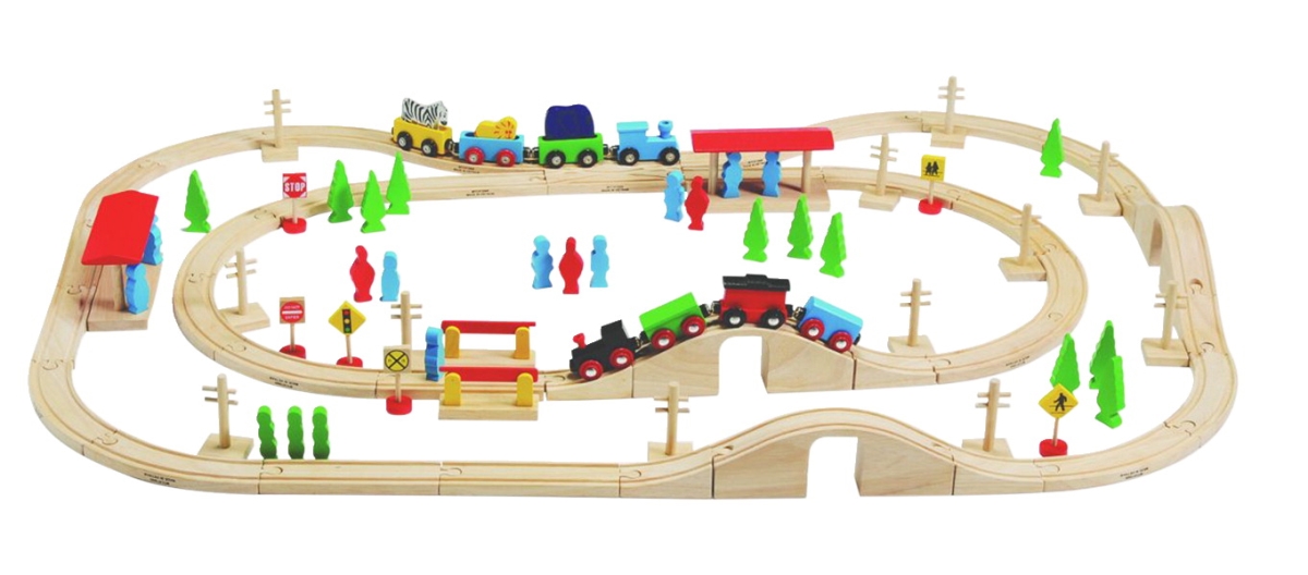 Picture of Marvel Education 2025538 Co-Magnetic Wood Train Set - 100 Piece