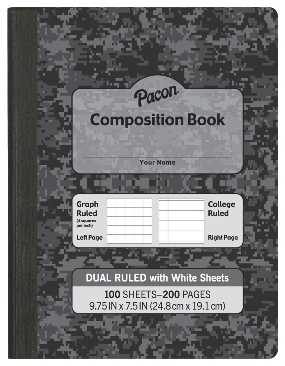 Picture of Pacon 2023386 9.75 x 7.5 in. Dual Ruled Composition Book with 100 Sheets, Dark Gray