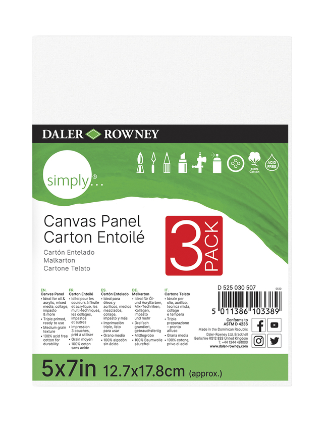 Picture of Dixon Ticonderoga 2096257 5 x 7 in. Daler-Rowney Simply Canvas Panel&#44; Pack of 3