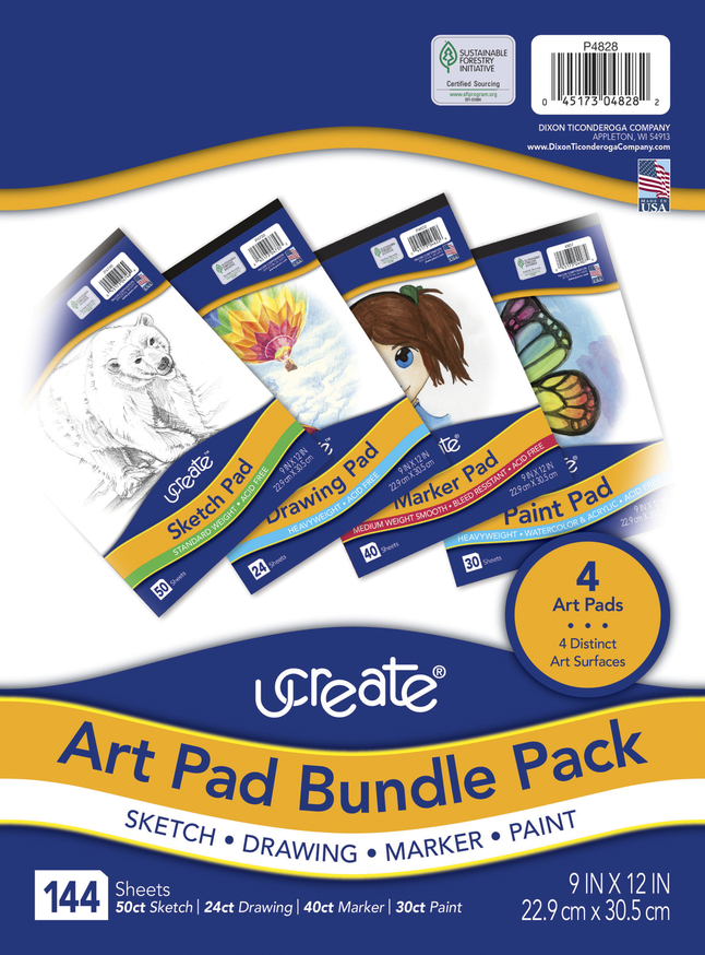 Picture of Dixon Ticonderoga 2047982 9 x 12 in. UCreate Art Pad Bundle&#44; 4 Assorted Type - 144 Sheets
